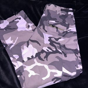 White, grey , black authentic Army fatigues.